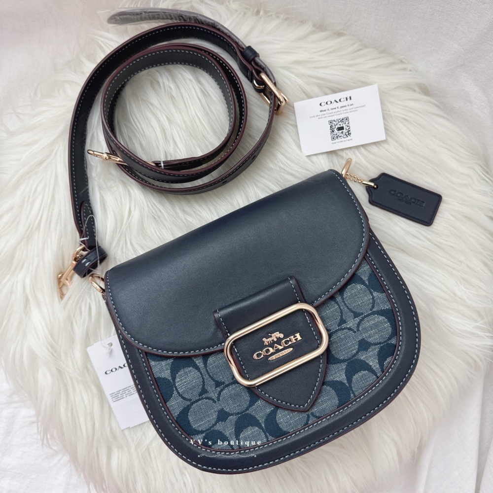 NWT Coach Morgan Saddle Crossbody Bag in Signature Chambray Denim Leather CH143
